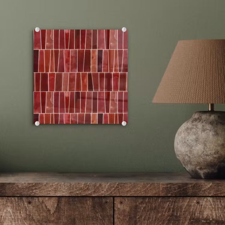 Glas schilderij - Tegels - Modern - Structuur - Dieprood — 4
