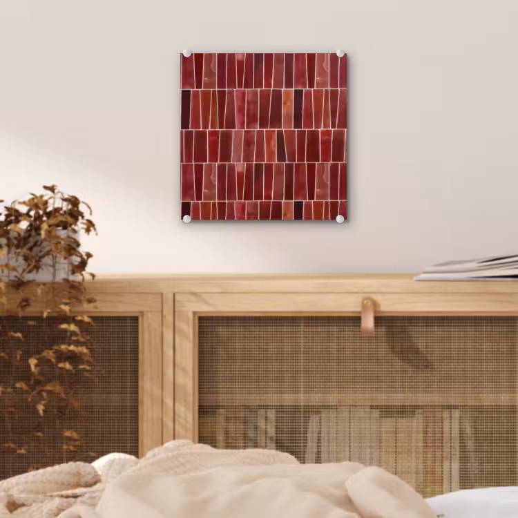Glas schilderij - Tegels - Modern - Structuur - Dieprood — 5