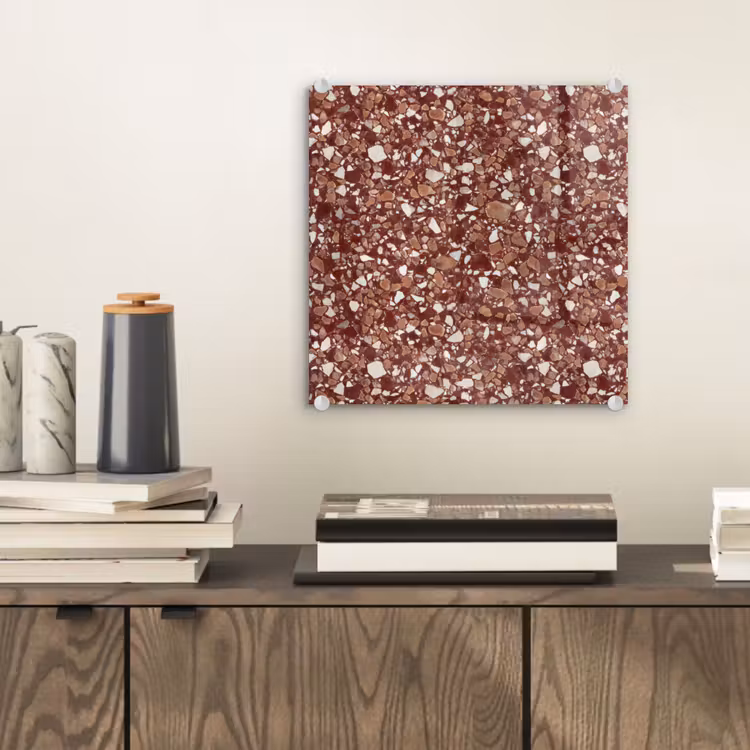 Glas schilderij - Terrazzo - Patroon - Steentextuur - Roodbruin — 2