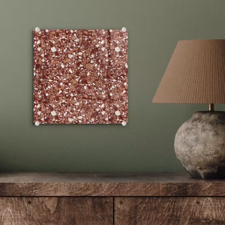 Glas schilderij - Terrazzo - Patroon - Steentextuur - Roodbruin — 4