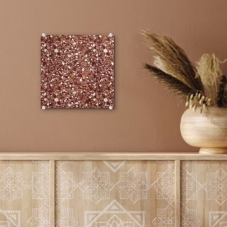 Glas schilderij - Terrazzo - Patroon - Steentextuur - Roodbruin — 6