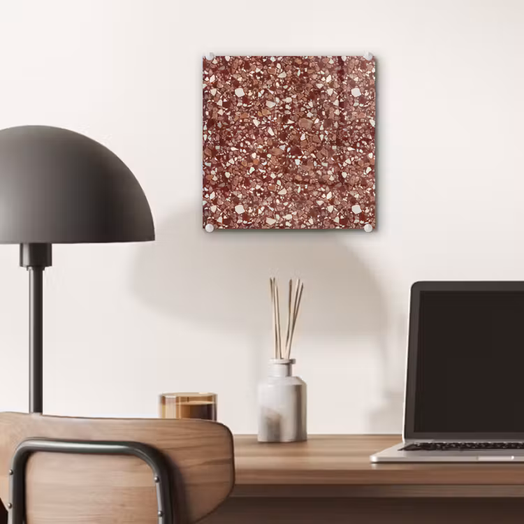 Glas schilderij - Terrazzo - Patroon - Steentextuur - Roodbruin — 7