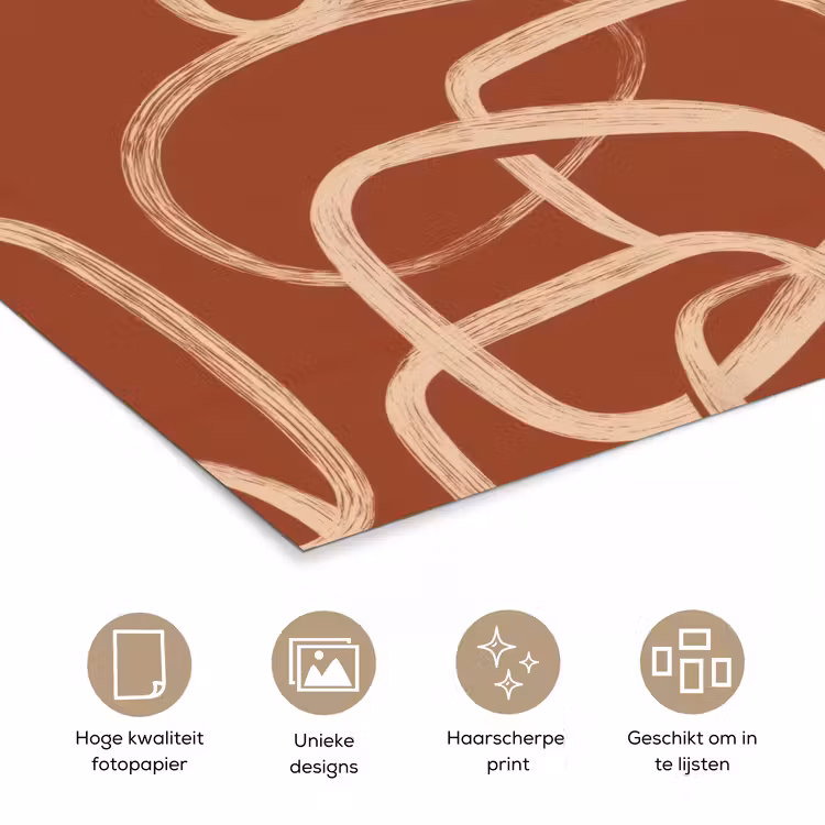 Poster - Lijnen - Abstract - Organisch - Terracotta - Crème — 5
