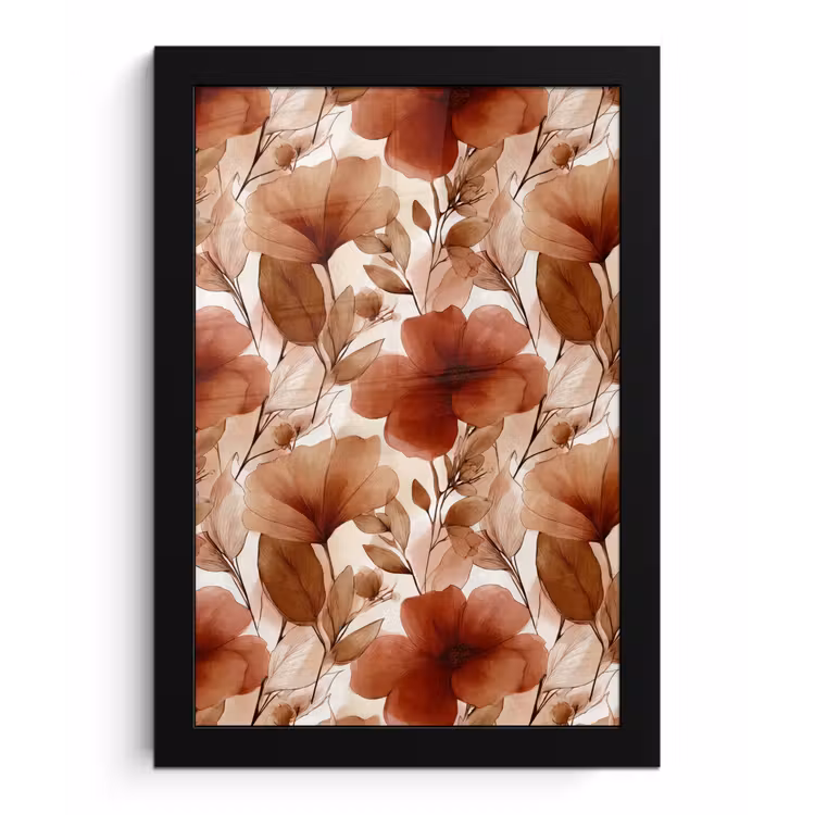 Poster met lijst - Bloemen - Aquarel - Botanisch - Terracotta — 1