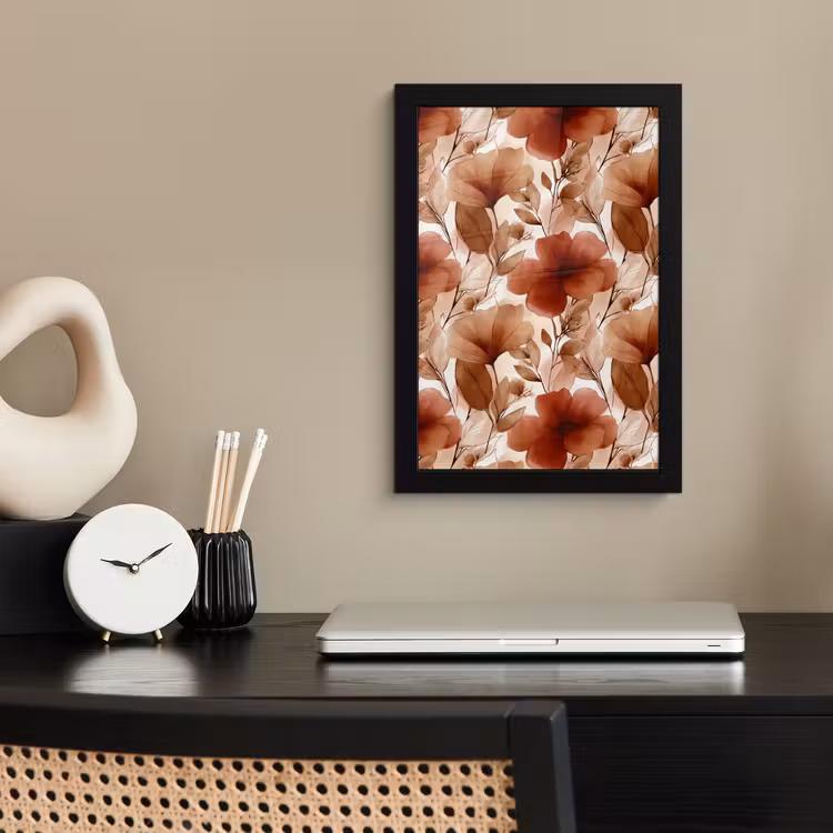 Poster met lijst - Bloemen - Aquarel - Botanisch - Terracotta — 2