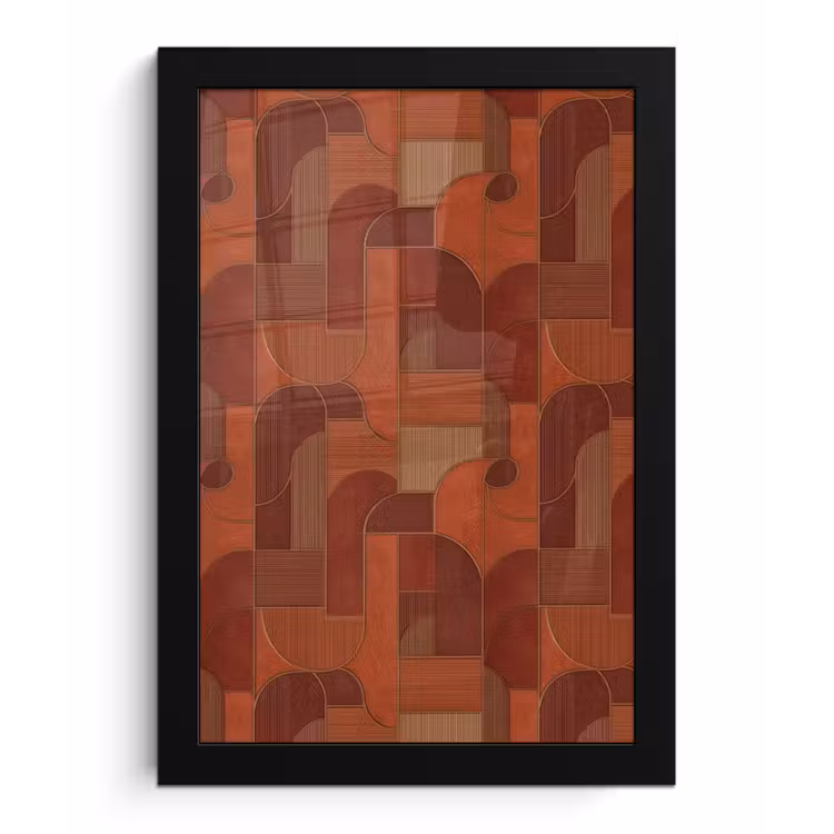 Poster met lijst - Geometrisch - Abstract - Textuur - Bruin — 1