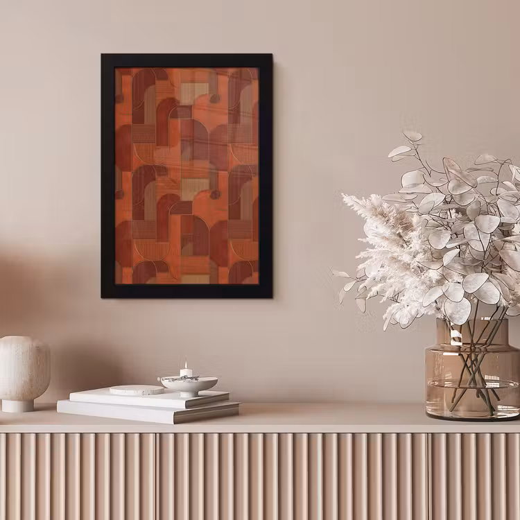 Poster met lijst - Geometrisch - Abstract - Textuur - Bruin — 5