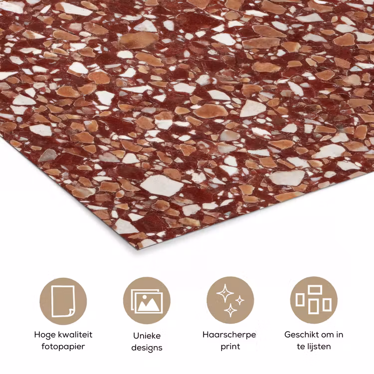 Poster - Terrazzo - Patroon - Steentextuur - Roodbruin — 5