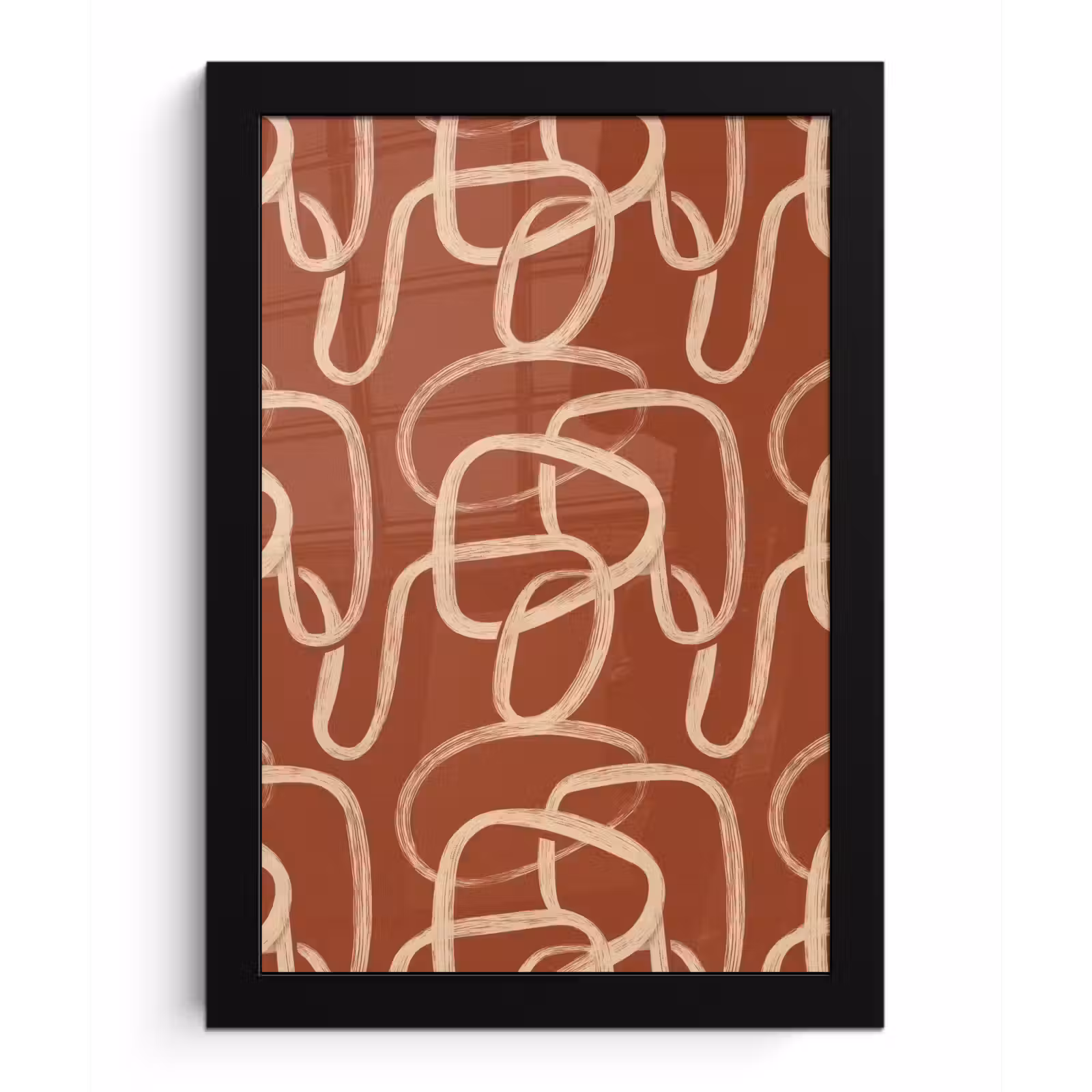 Poster met lijst - Lijnen - Abstract - Organisch - Terracotta - Crème — 1