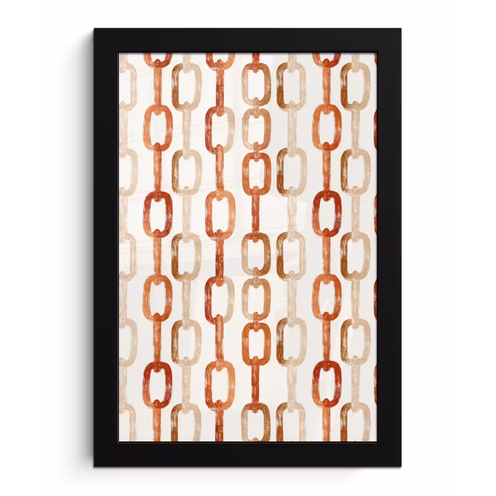 Poster met lijst - Schakels - Patroon - Aquarel - Terracotta — 1