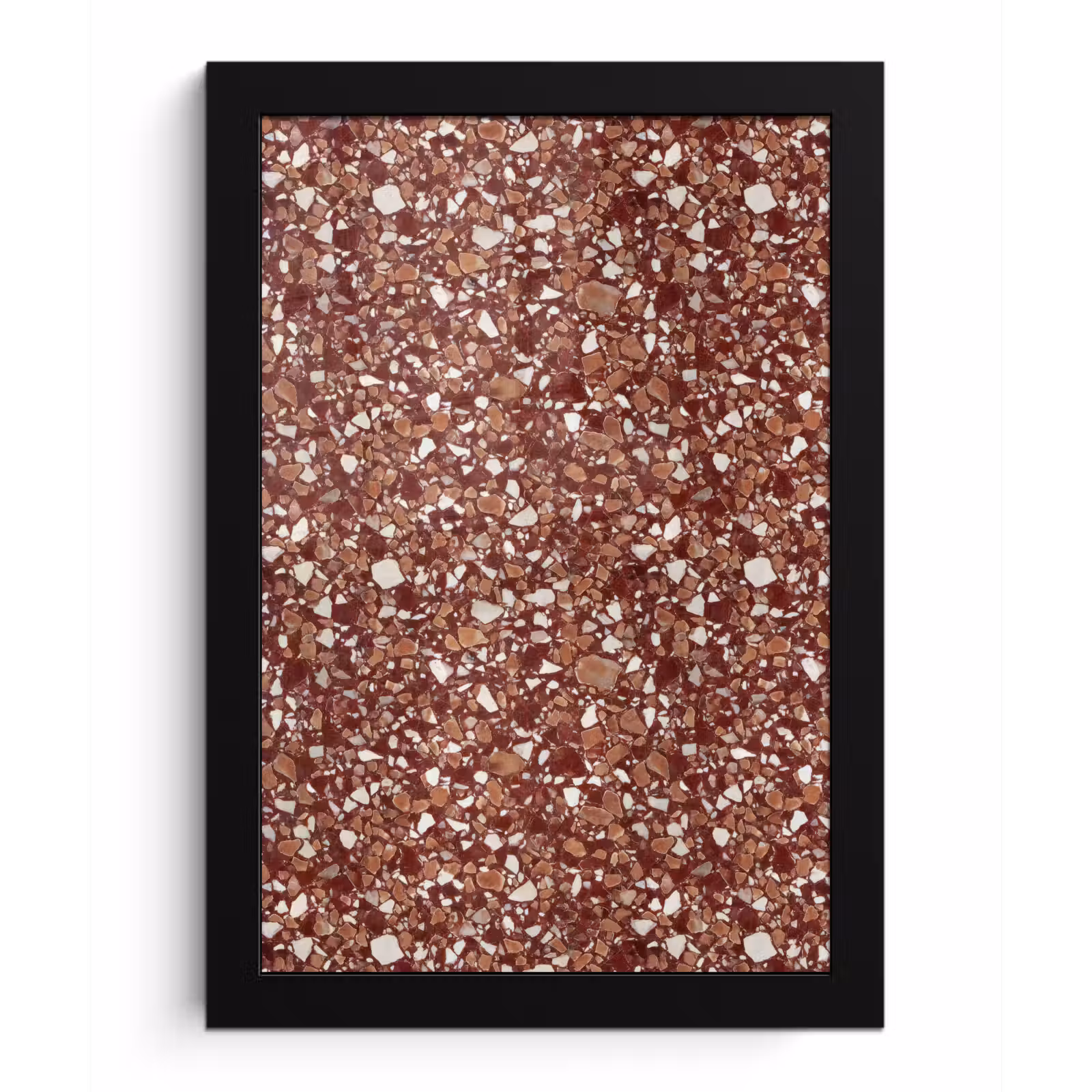 Poster met lijst - Terrazzo - Patroon - Steentextuur - Roodbruin — 1