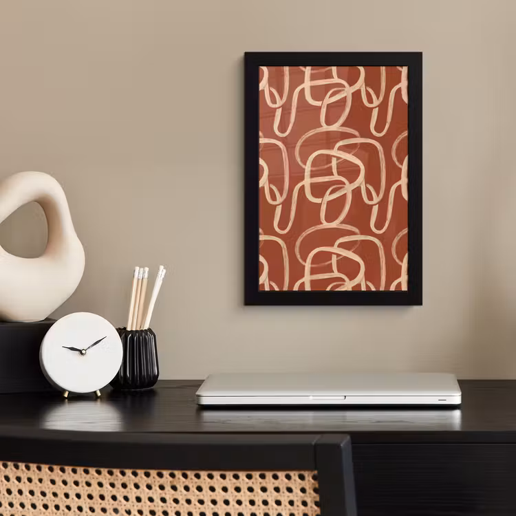 Poster met lijst - Lijnen - Abstract - Organisch - Terracotta - Crème — 2