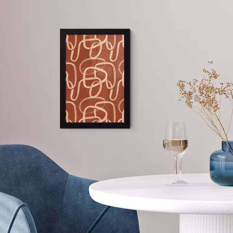 Poster met lijst - Lijnen - Abstract - Organisch - Terracotta - Crème — 4