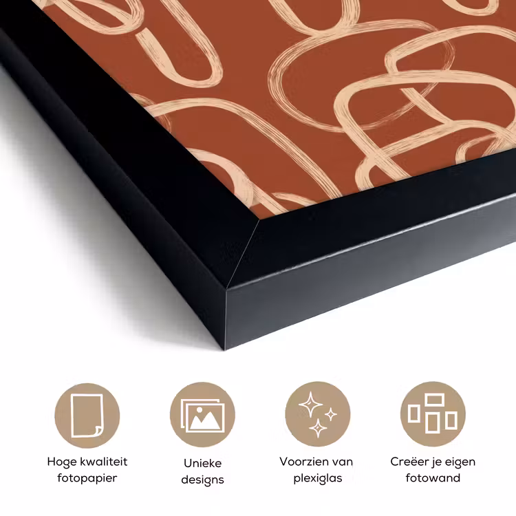 Poster met lijst - Lijnen - Abstract - Organisch - Terracotta - Crème — 6