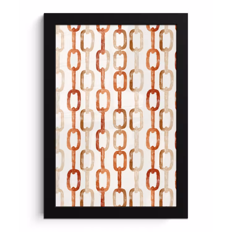 Poster met lijst - Schakels - Patroon - Aquarel - Terracotta — 1