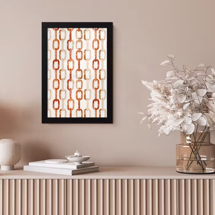 Poster met lijst - Schakels - Patroon - Aquarel - Terracotta — 5