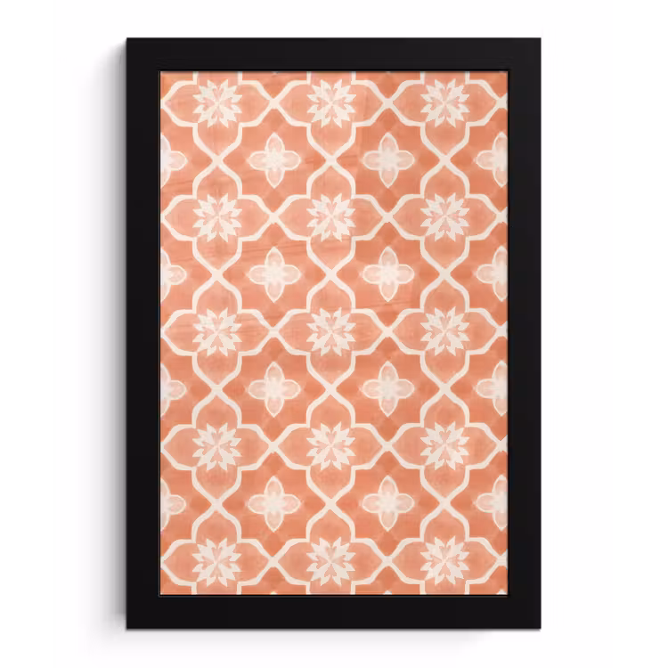 Poster met lijst - Tegelpatroon - Arabesk - Vintage - Terracotta — 1