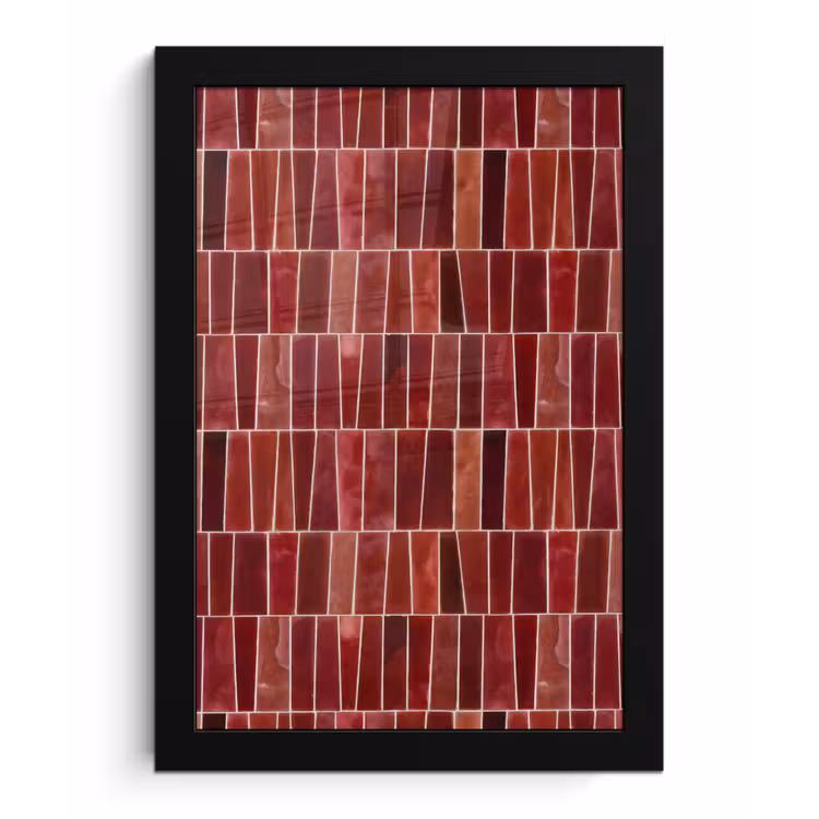 Poster met lijst - Tegels - Modern - Structuur - Dieprood — 1