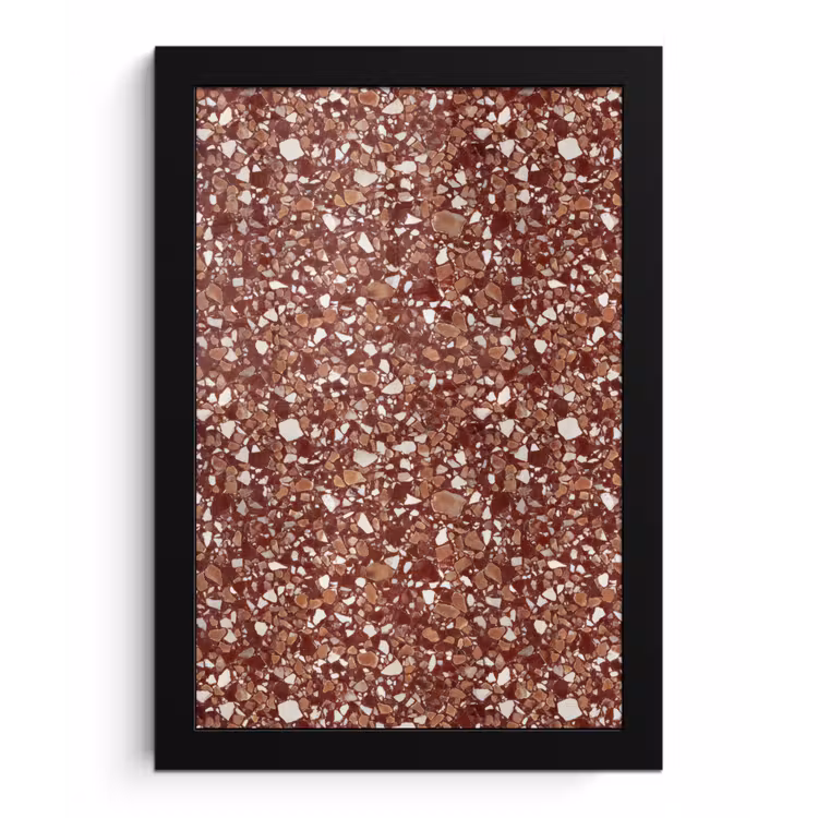 Poster met lijst - Terrazzo - Patroon - Steentextuur - Roodbruin — 1