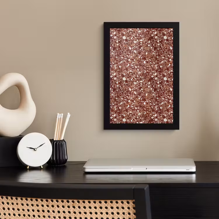Poster met lijst - Terrazzo - Patroon - Steentextuur - Roodbruin — 2