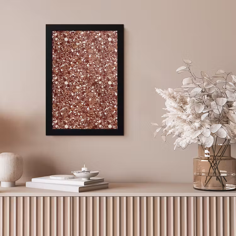 Poster met lijst - Terrazzo - Patroon - Steentextuur - Roodbruin — 5