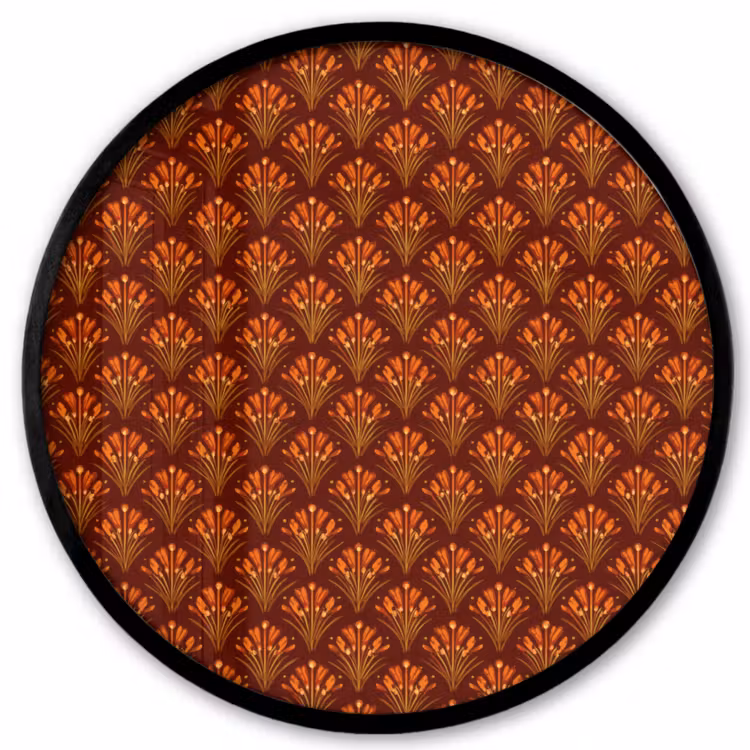 Ronde fotolijst - Waaiers - Art Deco - Botanisch - Roestbruin - Oranje — 1