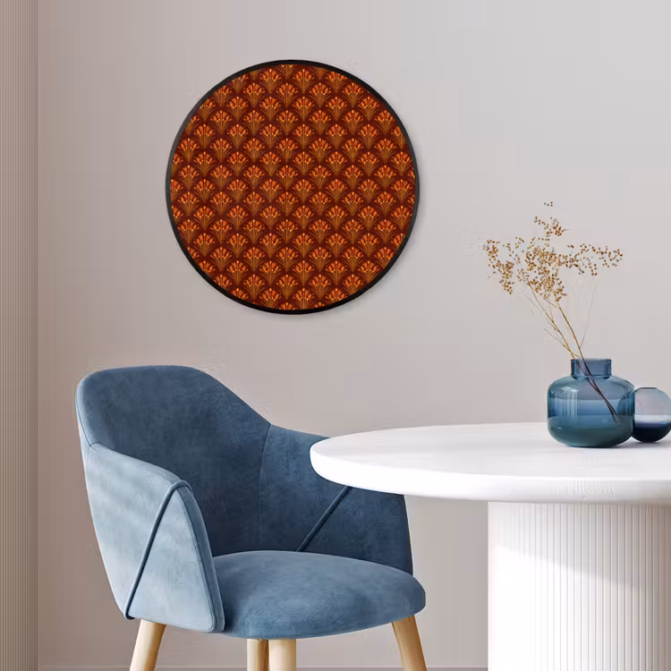 Ronde fotolijst - Waaiers - Art Deco - Botanisch - Roestbruin - Oranje — 4