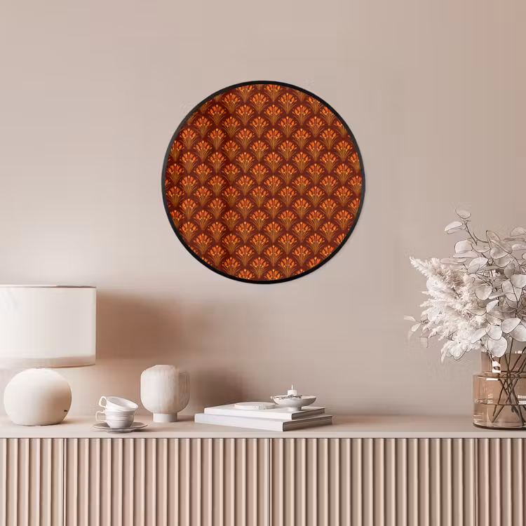 Ronde fotolijst - Waaiers - Art Deco - Botanisch - Roestbruin - Oranje — 5