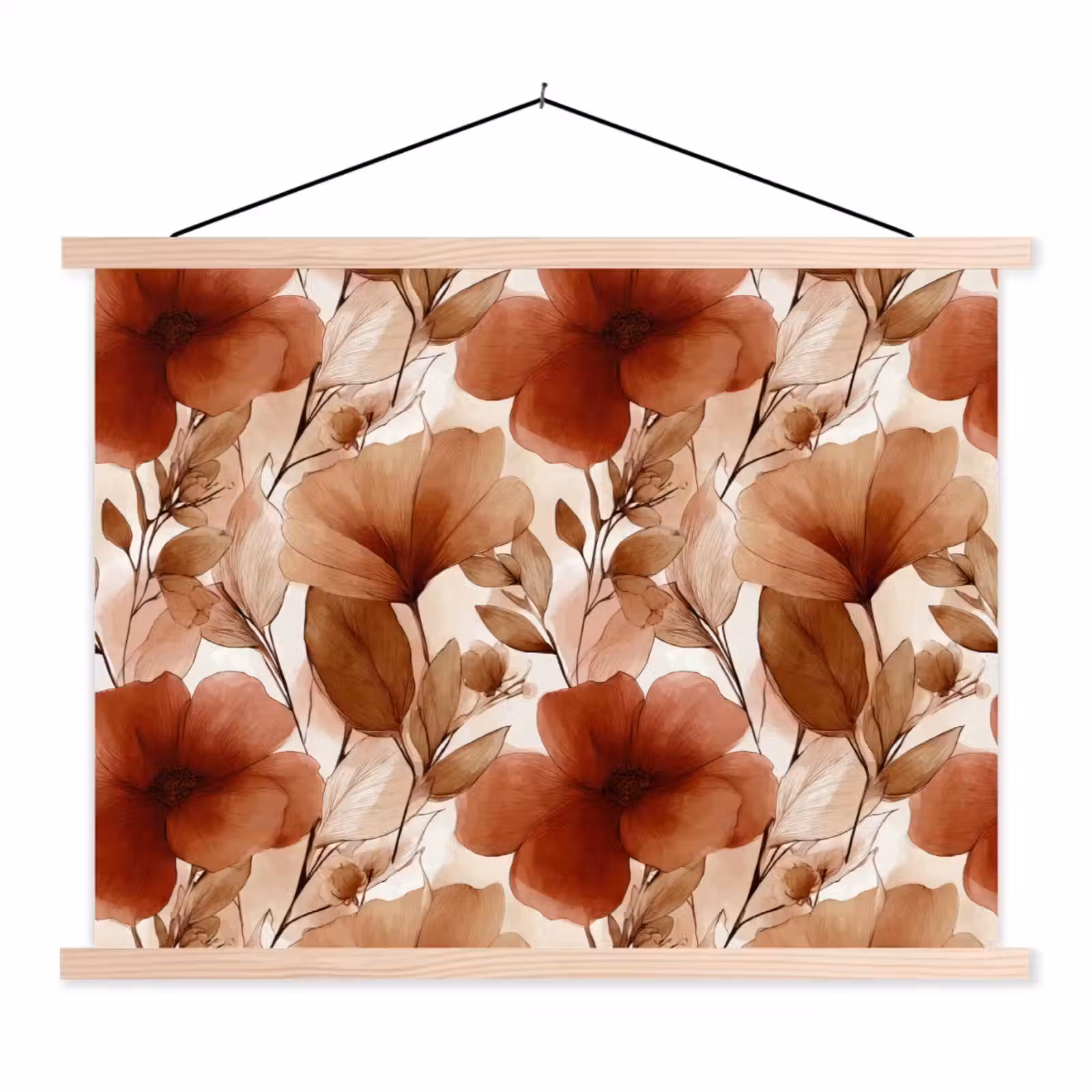 Schoolplaat - Bloemen - Aquarel - Botanisch - Terracotta — 1
