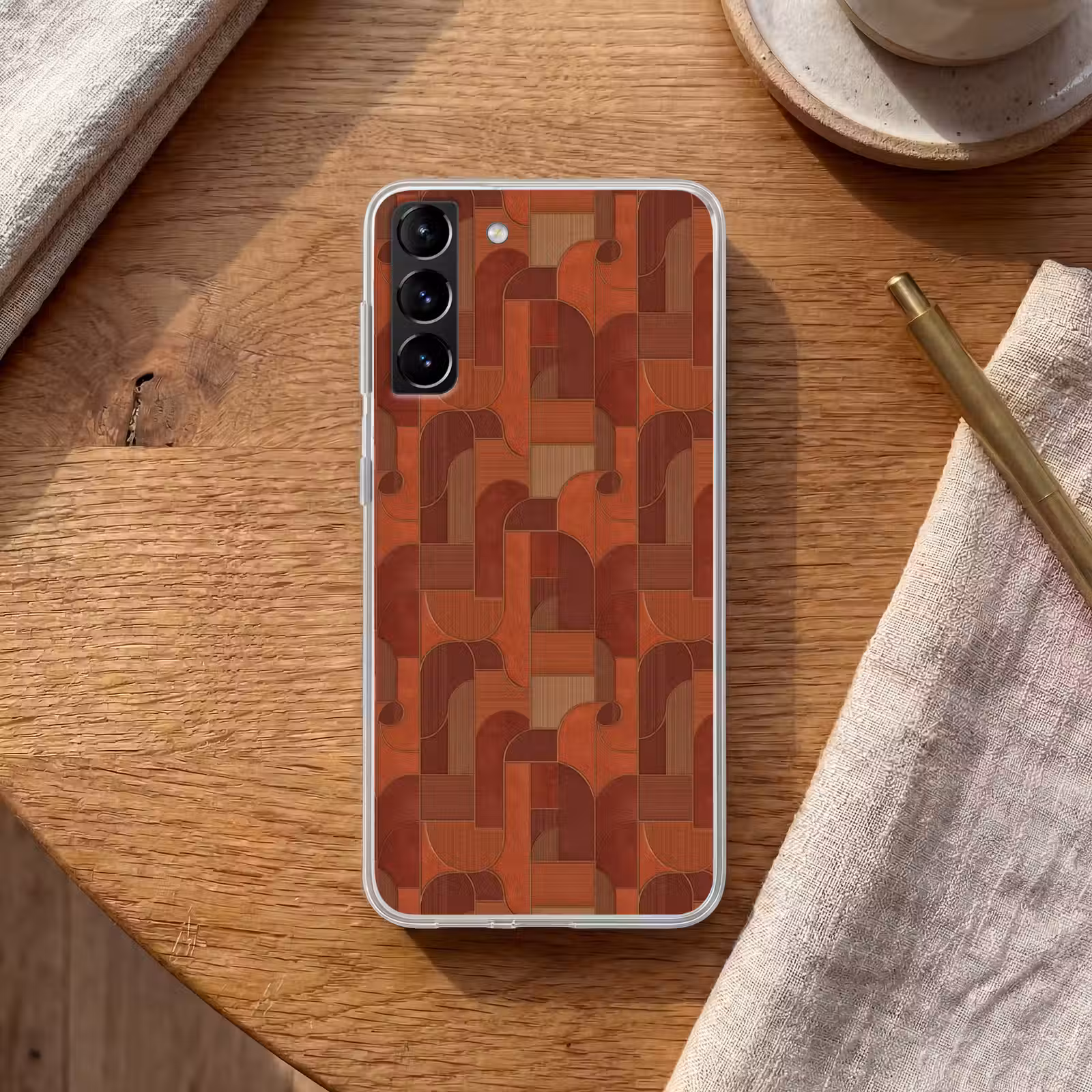 Telefoonhoesje Softcase - Geometrisch - Abstract - Textuur - Bruin — 1
