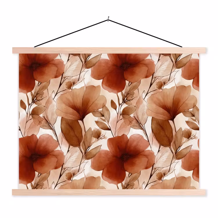 Schoolplaat - Bloemen - Aquarel - Botanisch - Terracotta — 1