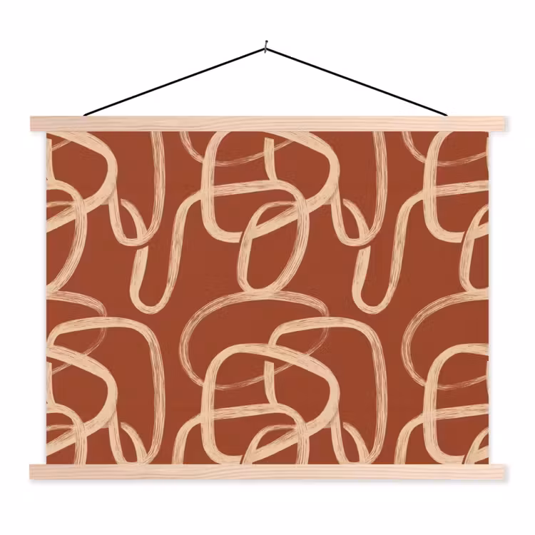 Schoolplaat - Lijnen - Abstract - Organisch - Terracotta - Crème — 1