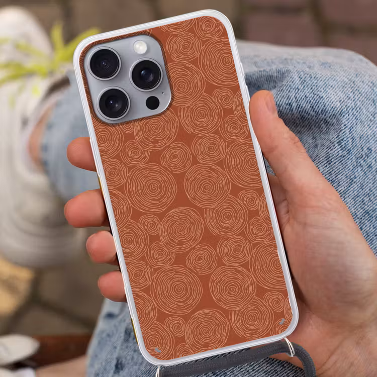 Telefoonhoesje met koord - Cirkels - Abstract - Artistiek - Terracotta — 2
