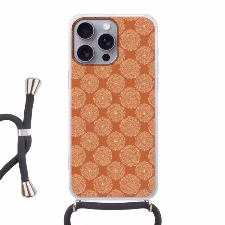 Telefoonhoesje met koord - Cirkels - Grafisch - Patroon - Terracotta — 1