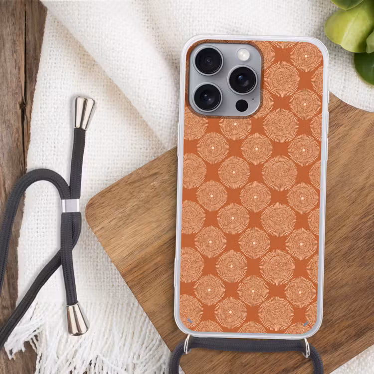 Telefoonhoesje met koord - Cirkels - Grafisch - Patroon - Terracotta — 3