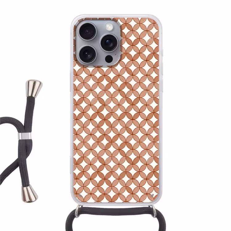Telefoonhoesje met koord - Geometrisch - Cirkels - Modern - Terracotta — 1
