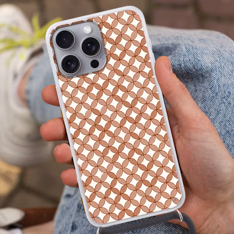 Telefoonhoesje met koord - Geometrisch - Cirkels - Modern - Terracotta — 2