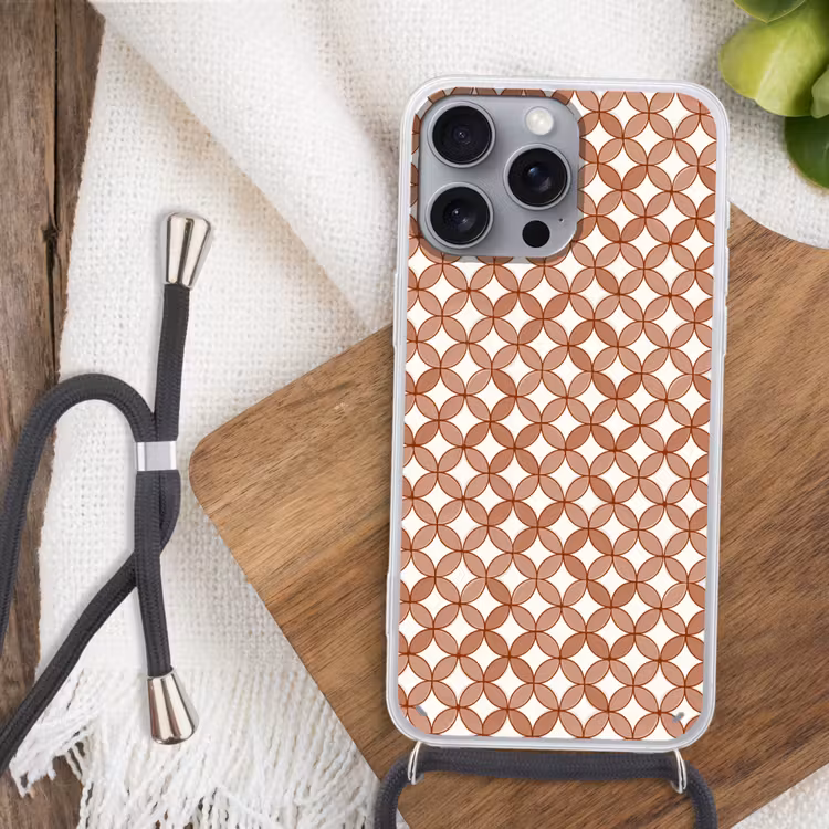 Telefoonhoesje met koord - Geometrisch - Cirkels - Modern - Terracotta — 3