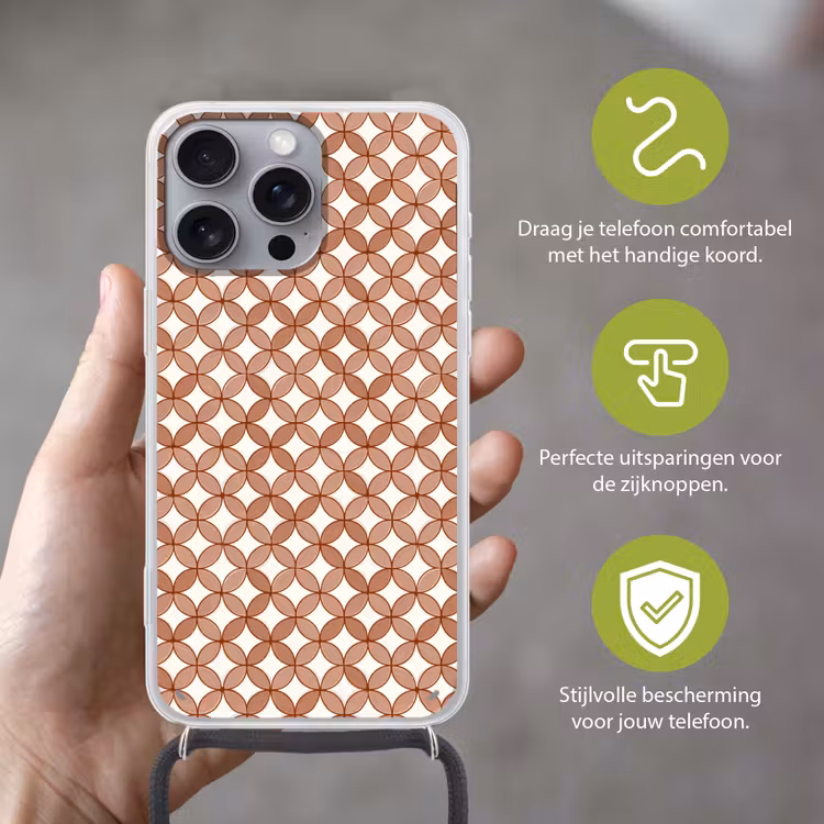 Telefoonhoesje met koord - Geometrisch - Cirkels - Modern - Terracotta — 4