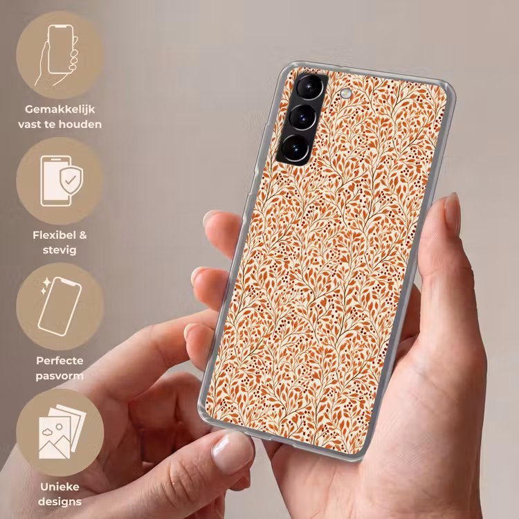 Telefoonhoesje Softcase - Bladeren - Botanisch - Terracotta — 3