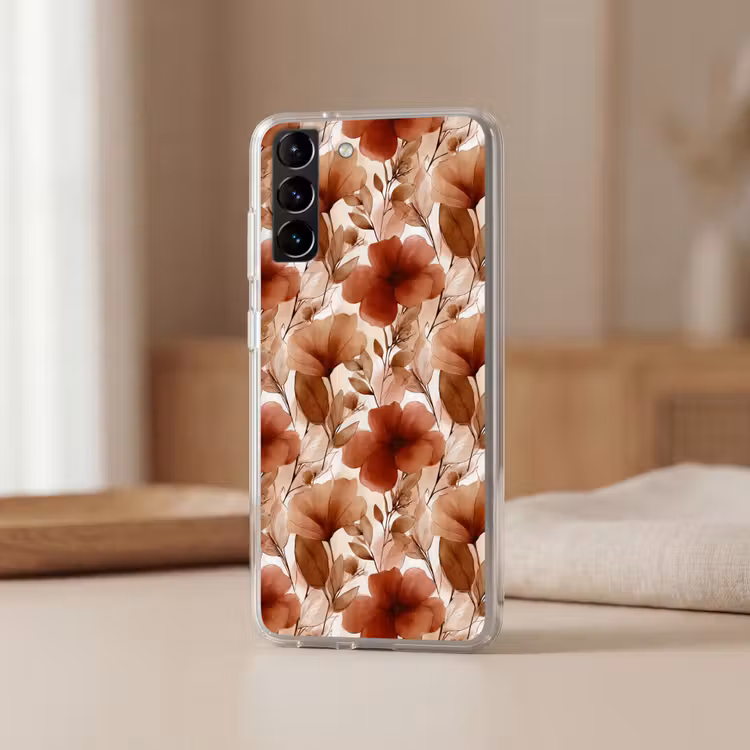 Telefoonhoesje Softcase - Bloemen - Aquarel - Botanisch - Terracotta — 2