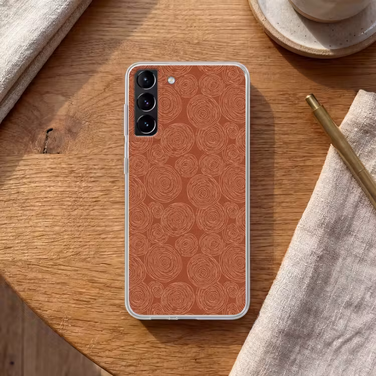 Telefoonhoesje Softcase - Cirkels - Abstract - Artistiek - Terracotta — 1