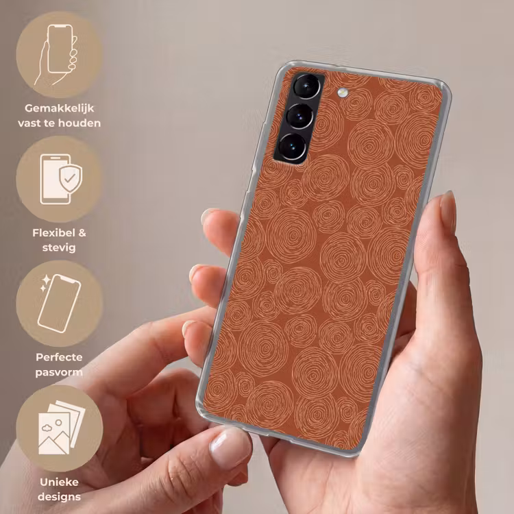 Telefoonhoesje Softcase - Cirkels - Abstract - Artistiek - Terracotta — 3