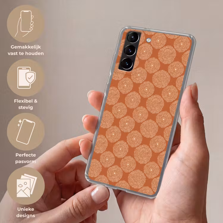 Telefoonhoesje Softcase - Cirkels - Grafisch - Patroon - Terracotta — 3