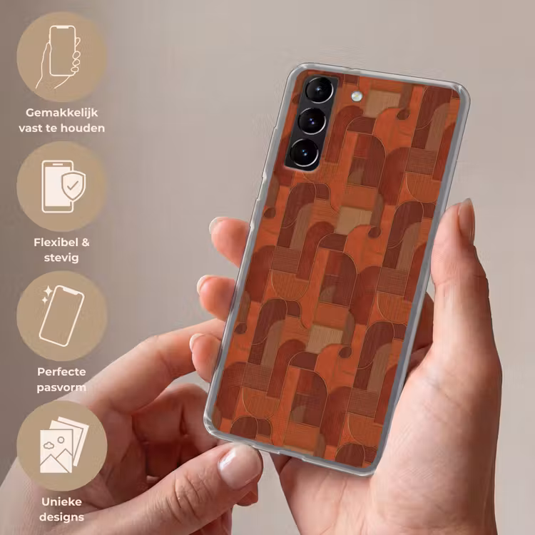 Telefoonhoesje Softcase - Geometrisch - Abstract - Textuur - Bruin — 3