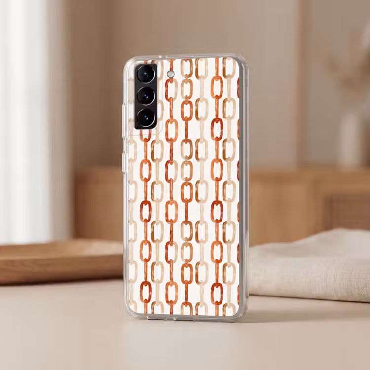 Telefoonhoesje Softcase - Schakels - Patroon - Aquarel - Terracotta — 2
