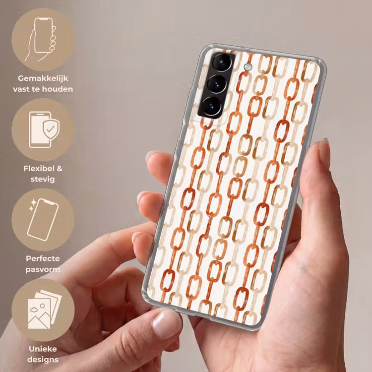 Telefoonhoesje Softcase - Schakels - Patroon - Aquarel - Terracotta — 3