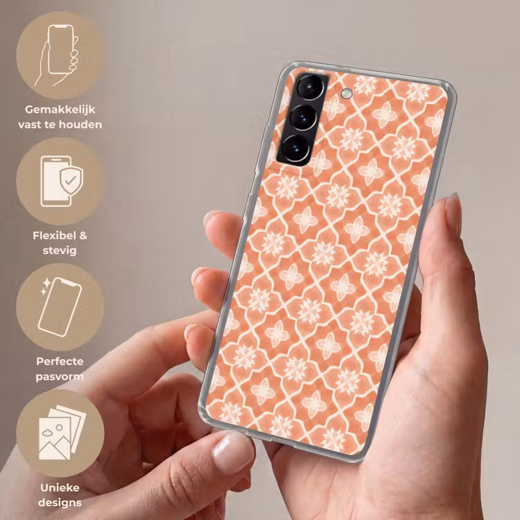 Telefoonhoesje Softcase - Tegelpatroon - Arabesk - Vintage - Terracotta — 3