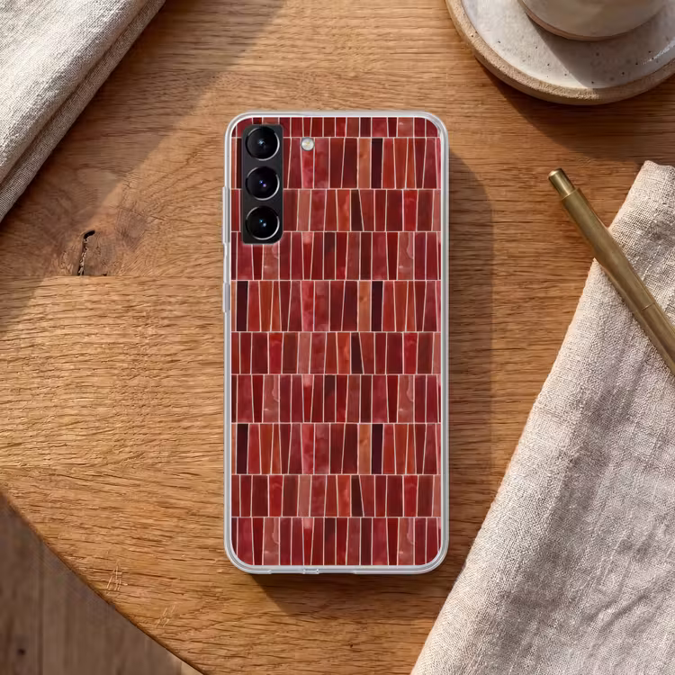 Telefoonhoesje Softcase - Tegels - Modern - Structuur - Dieprood — 1