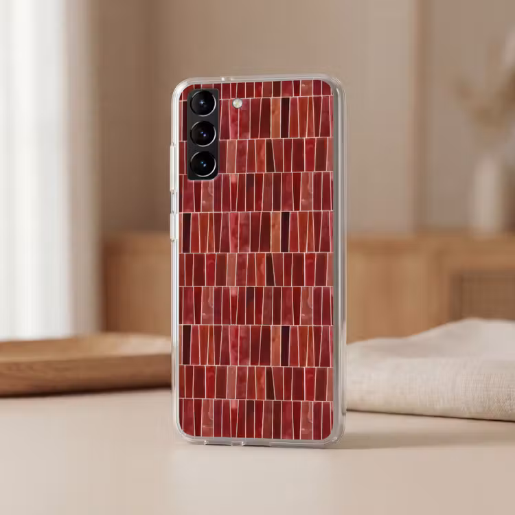 Telefoonhoesje Softcase - Tegels - Modern - Structuur - Dieprood — 2